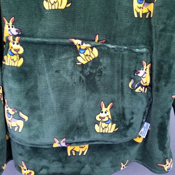 OODIE Oversized Hoodie Kids Age 4-13 yrs German Shepherd Dog Green Fleece Comfy - Picture 4 of 13